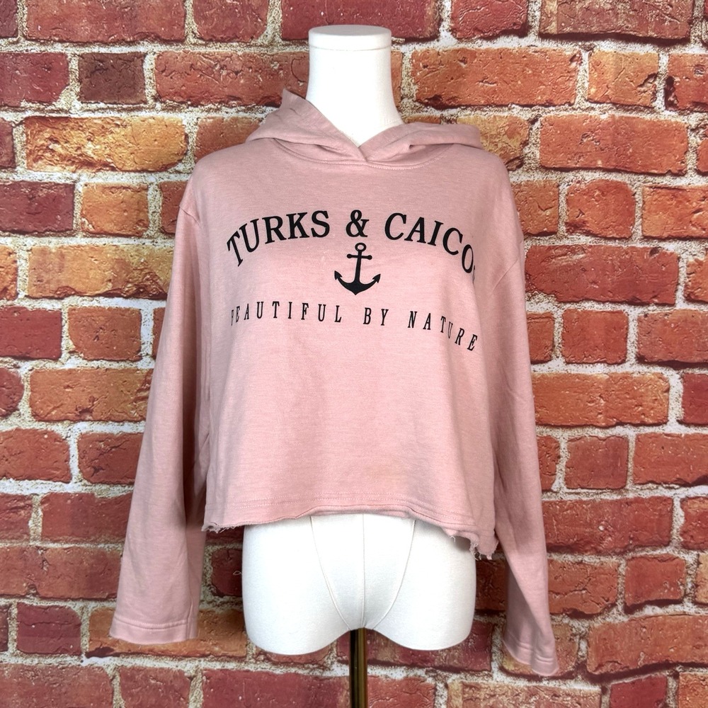 Liquid Energy Turks and Caicos Women's Cropped Oversized Hoodie Size Small